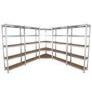 4 Scaffali Galwix 90cm in Acciaio Senza Bulloni & 1 Scaffale ad Angolo Galwix