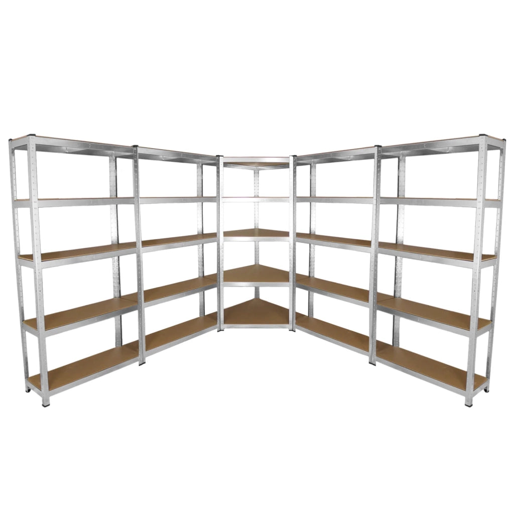 4 Scaffali Galwix 90cm in Acciaio Senza Bulloni & 1 Scaffale ad Angolo Galwix