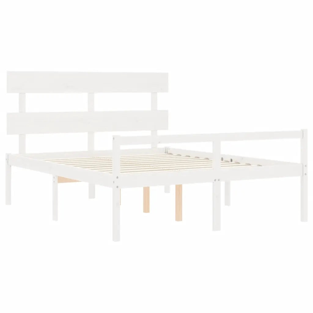 Letto per Anziani con Testiera-Struttura Letto per Anziani Bianco 160x200 cm Legno Massello 934583