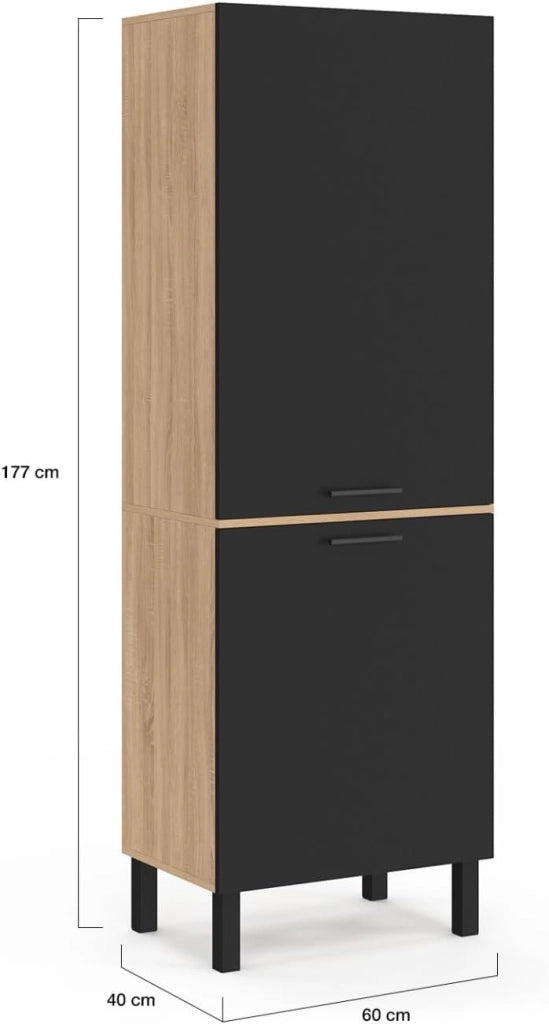 Cucina a 2 ante CINA 60 cm in faggio e nero