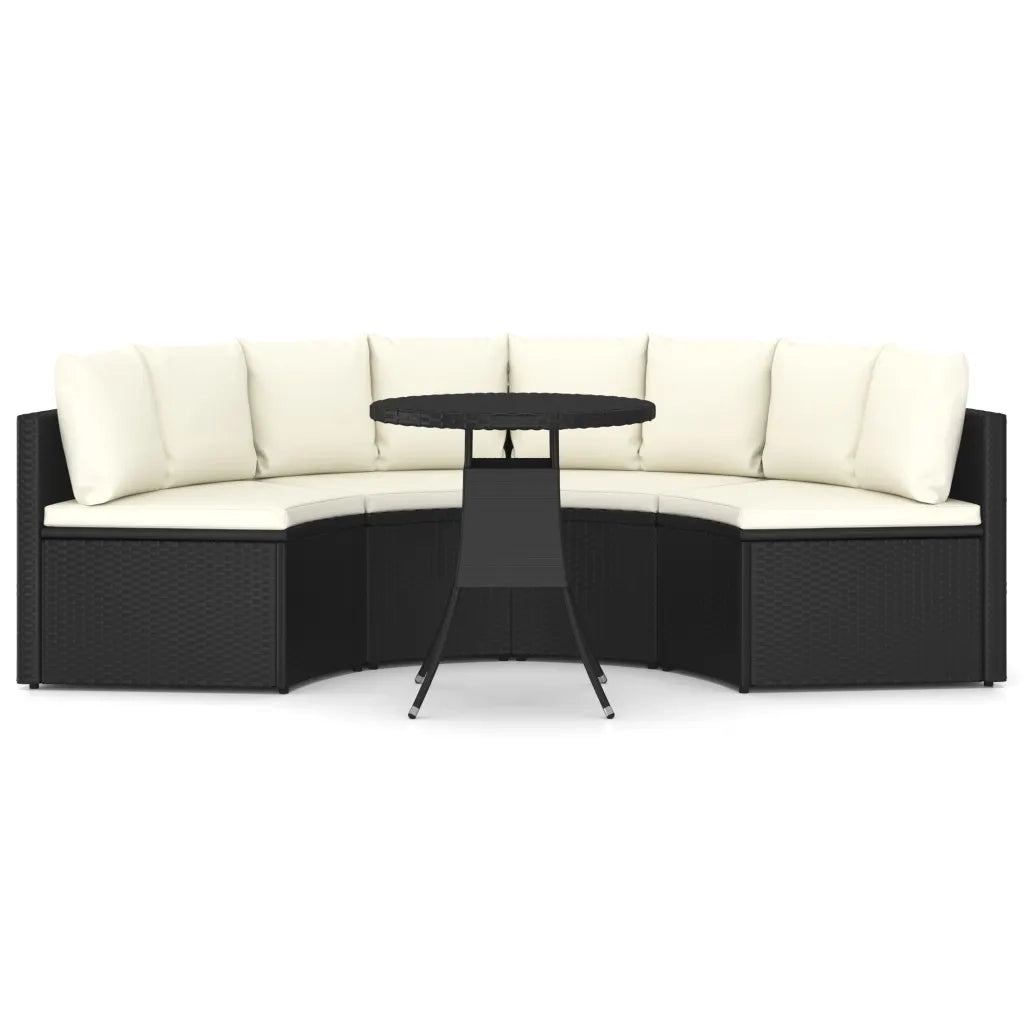 Set Divani da Giardino 5 pz con Cuscini in Polyrattan Nero cod mxl 37084