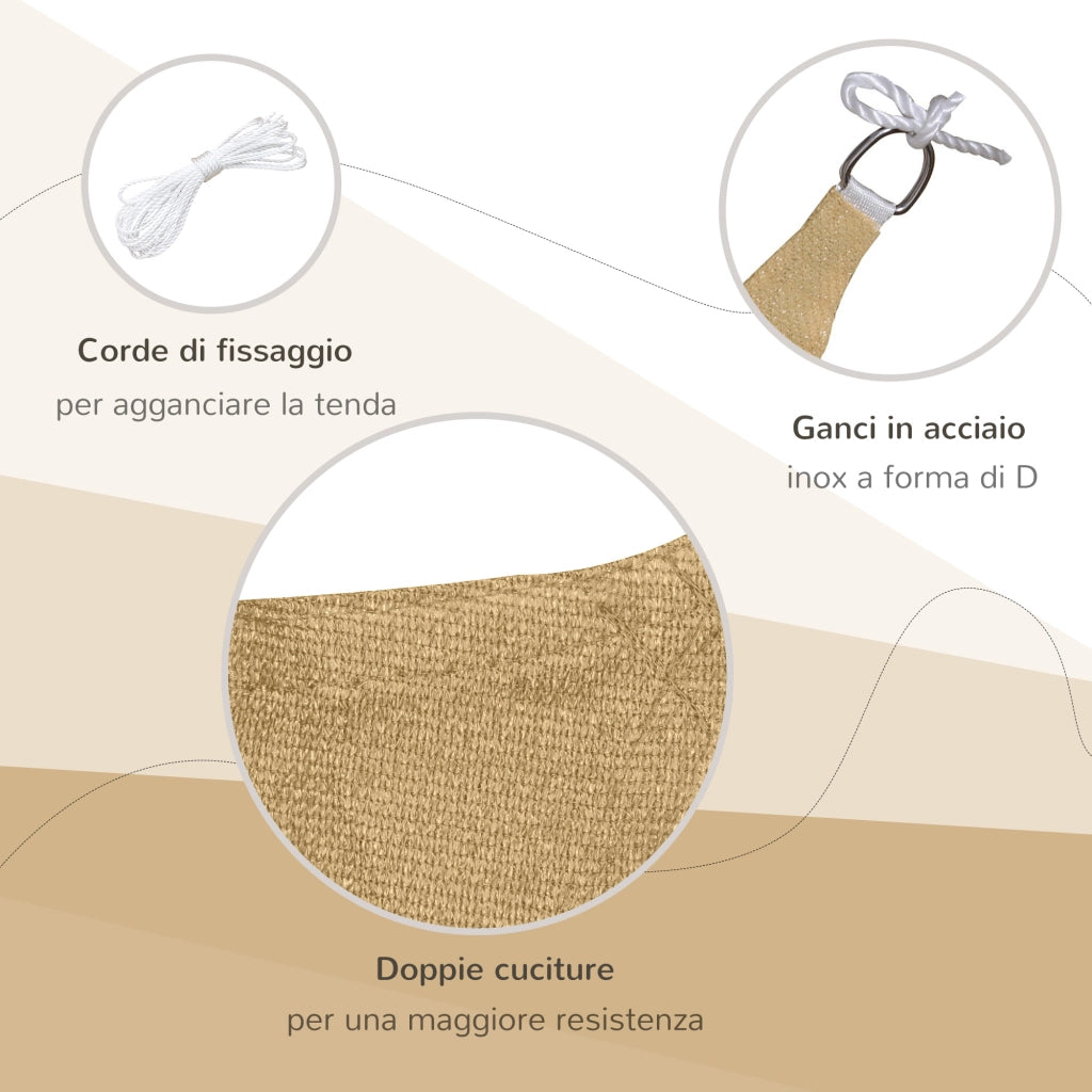 Easycomfort Tenda a Vela Parasole Rettangolare 4 x 6m, Tenda da Sole Protezione Raggi UV in HDPE 185g/㎡, Giallo