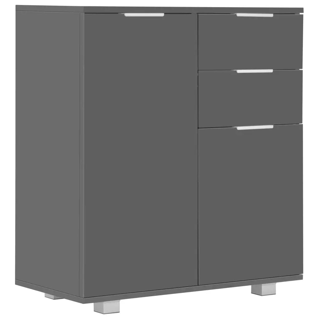 Credenza con Finitura-Buffet-Armadio da cucina Lucida Grigia 71x35x80 cm in Truciolato