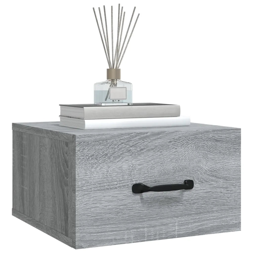 Set di 2 Comodini | Armadio da Notte | Mobiletto da notte a Muro Grigio Sonoma 35x35x20 cm