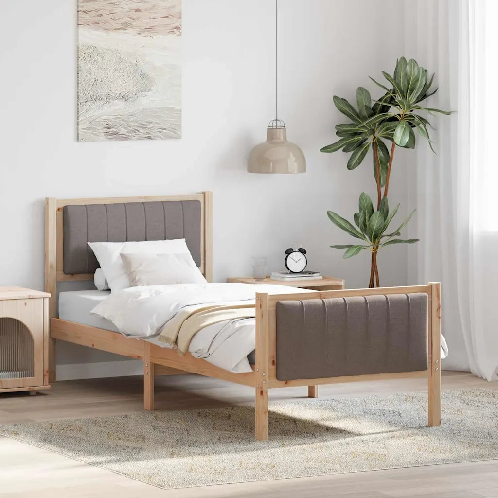 Struttura del Letto con testiera Marrone e taupe 80 x 200 cm