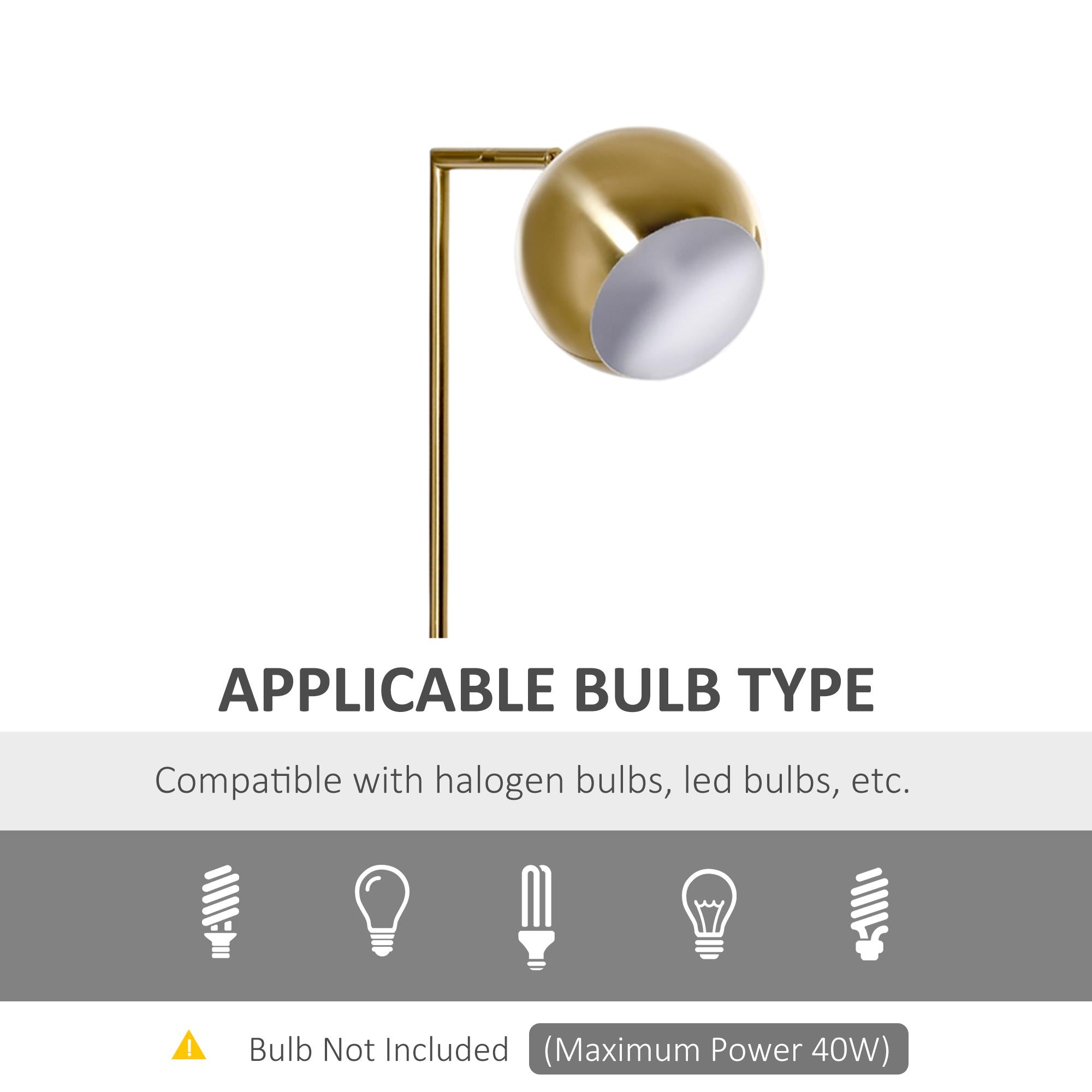 Lampada da Terra 38x26x165 cm E27 Paralume Regolabile Oro