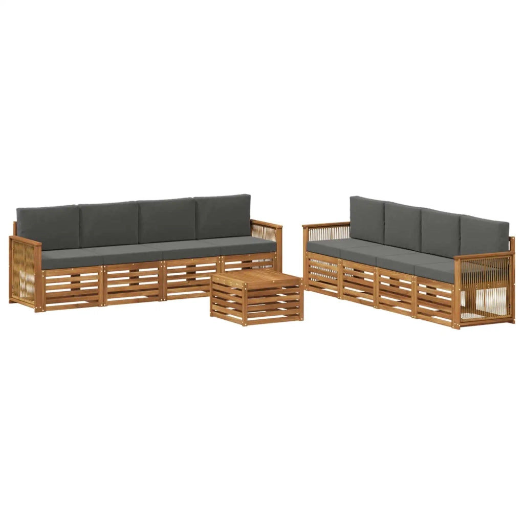Set di divani da esterno 9 pz Naturale e Antracite 3384178