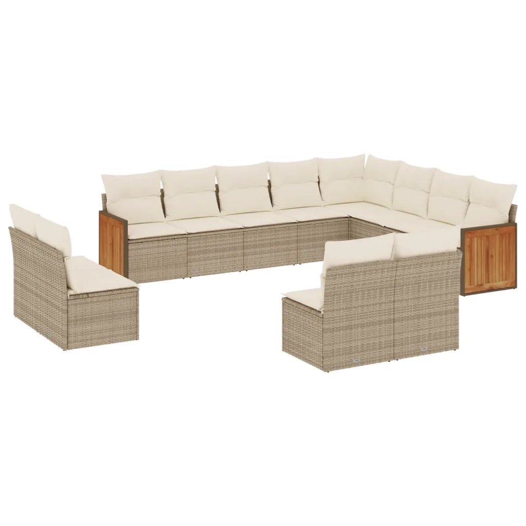 Set Divani da Giardino 12 pz con Cuscini Beige in Polyrattan 3260553
