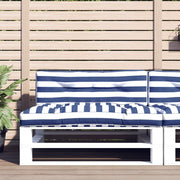 Cuscini per Pallet 2 pz Strisce Blu e Bianche in Tessuto
