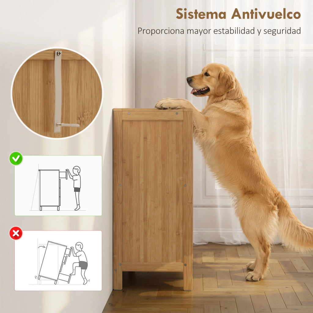 Scarpiera con ante scorrevoli ¨C Xylo ¨C 16 paia, legno naturale, 80x35x80 cm