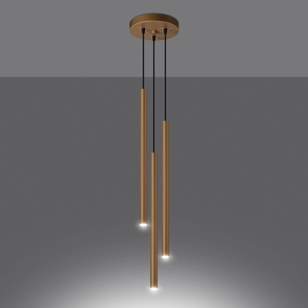 Lampada a sospensione Velino oro 3 luci tubi G9 Pure Lume