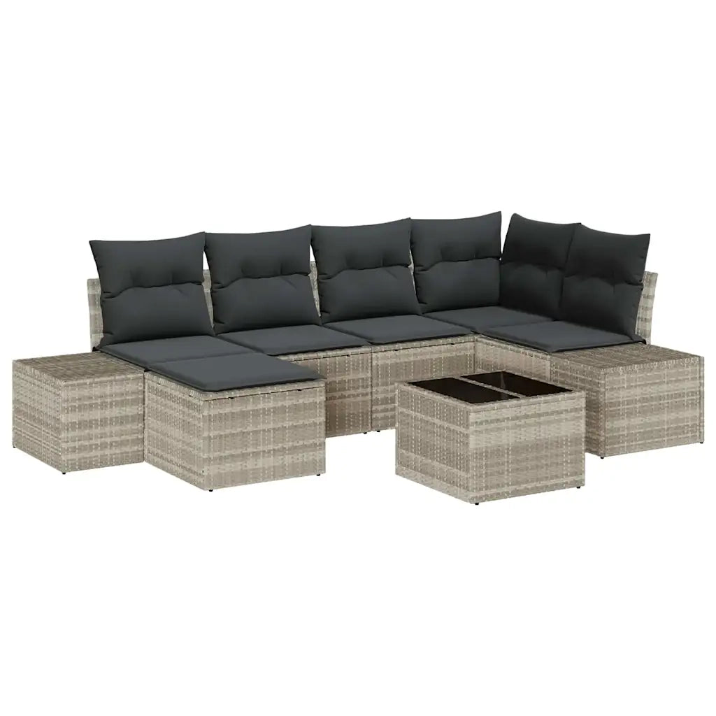 Set Divano da Giardino 7 pcs Grigio chiaro polyrattan 3347142