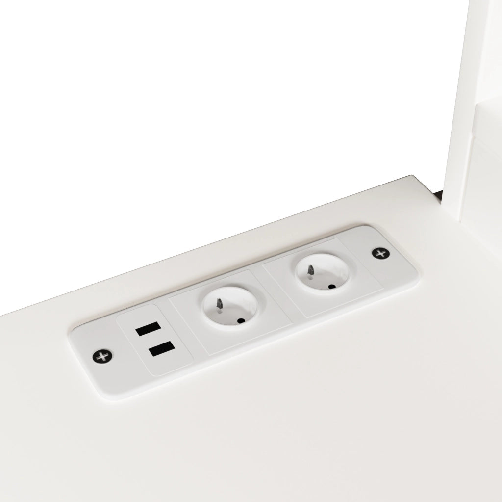 Letto a soppalco 140x200 cm con scrivania, contenitore e luci LED