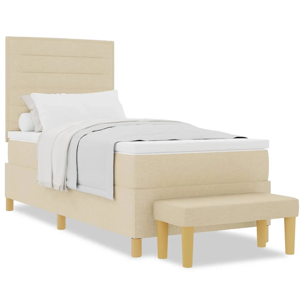 vidaXL Letto a molle con materasso Crema 100 x 200 cm Tessuto