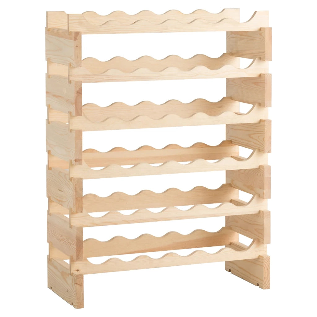 Portabottiglie impilabile 63,2 x 28 x 85,5 cm capacità 36 bottiglie regolabile design moderno in legno naturale 20_0019205