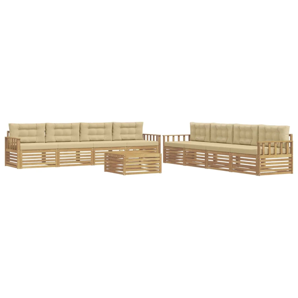 Set di divani da esterno 9 pz Bianco e Beige Poliestere 3390238