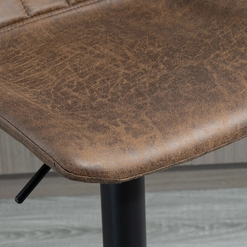 Set 2 sgabelli da bar regolabili in altezza con poggiapiedi, marrone, design retrò, 43 x 46,5 x 89-110 cm