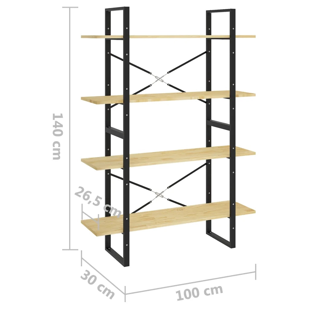 Libreria a 4 Ripiani-Scaffale per Libri-Mobile di Stoccaggio 100x30x140 cm in Legno Massello di Pino