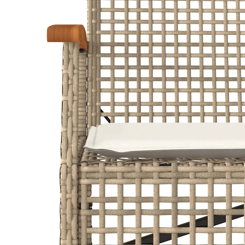 Panchina da Giardino | Panca da Giardino con Cuscino Beige Polyrattan e Legno Acacia