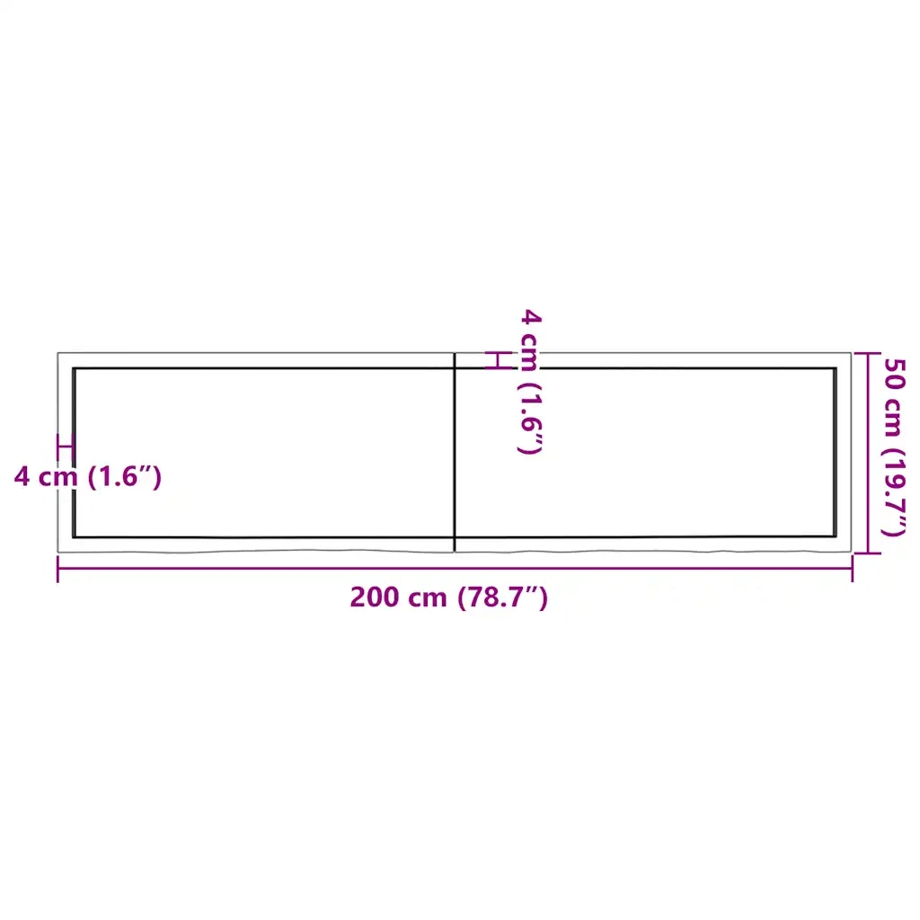Piano Tavolo Marrone 200x50x(2-4) cm Massello Rovere Trattato 3156397