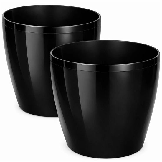 Set di Vasi per Fiori da 2 pezzi - Vasi Decorativi in Plastica Nero Ø 12 cm