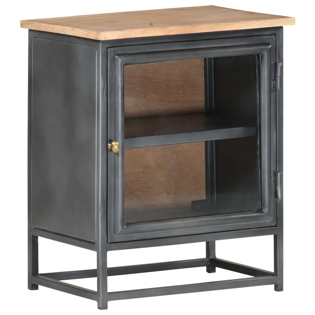 Comodino | Armadio da Notte | Mobiletto da notte Grigio 40x30x50 cm in Legno Massello di Acacia