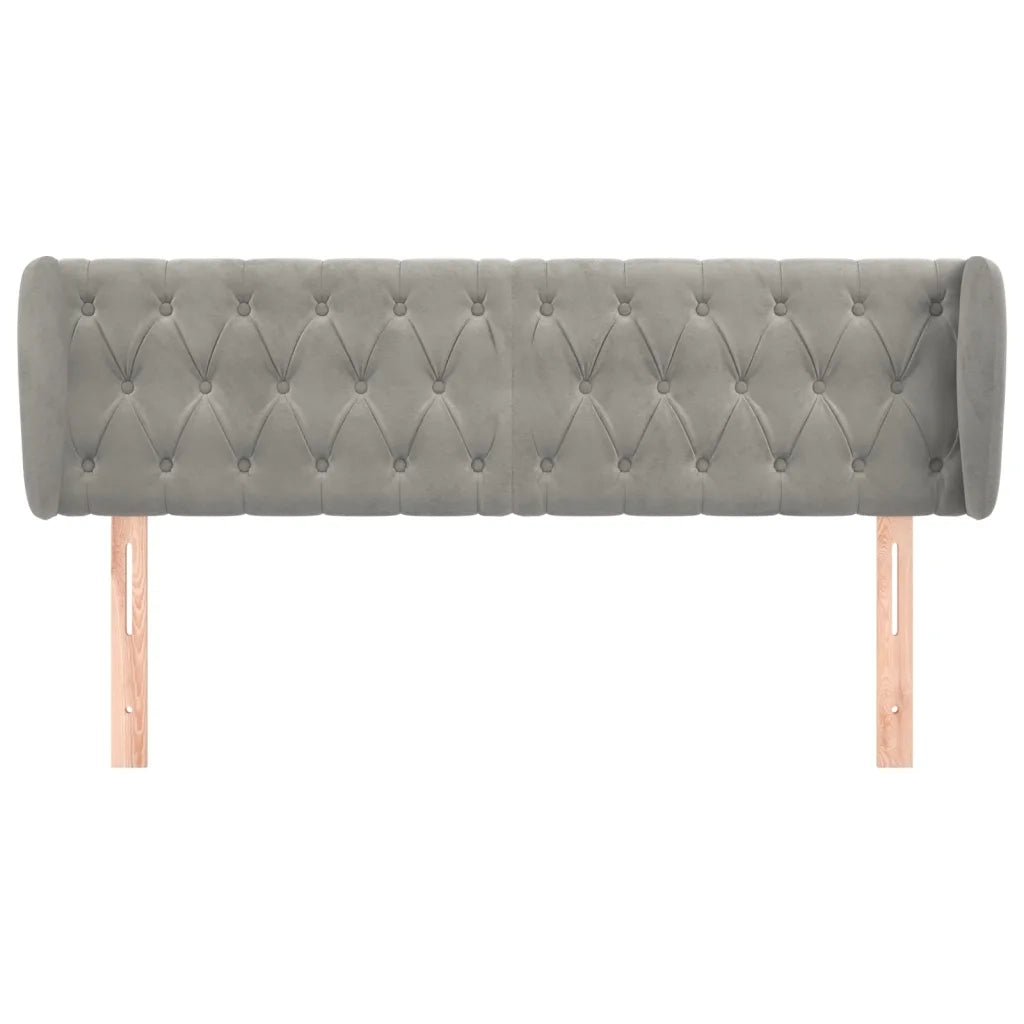 Testiera | Testata ad Orecchio Grigio Chiaro 163x23x78/88 cm in Velluto