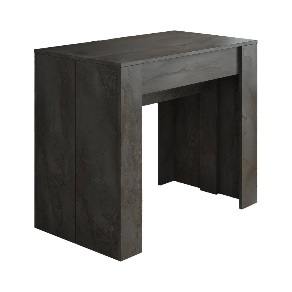 Consolle allungabile Vaelis, trasformabile in tavolo da pranzo, salvaspazio ed estensibile fino a 237 cm, 90-237x76,6x90 cm, Antracite