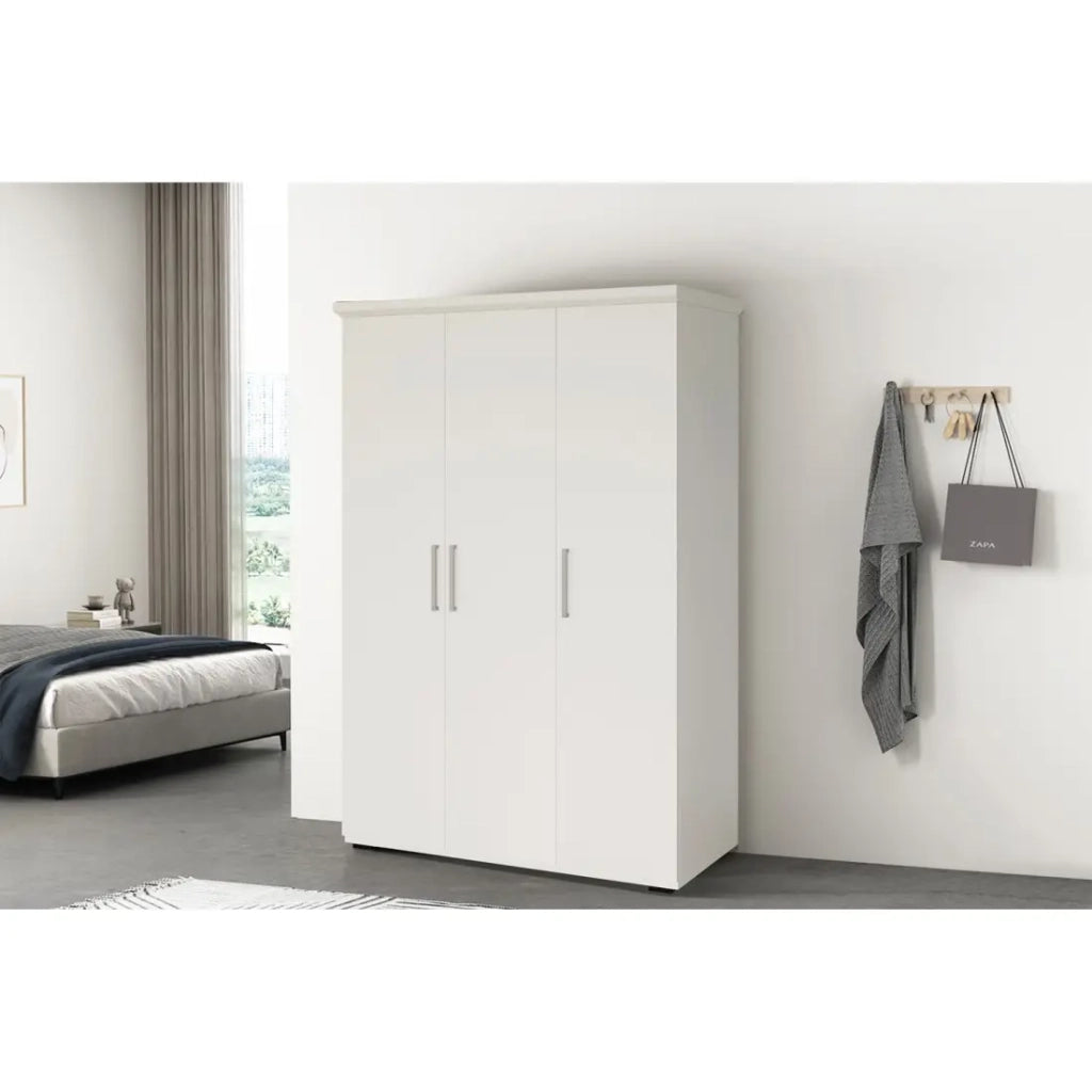 Armadio TOM 3 porte bianco opaco con guardaroba 120 cm