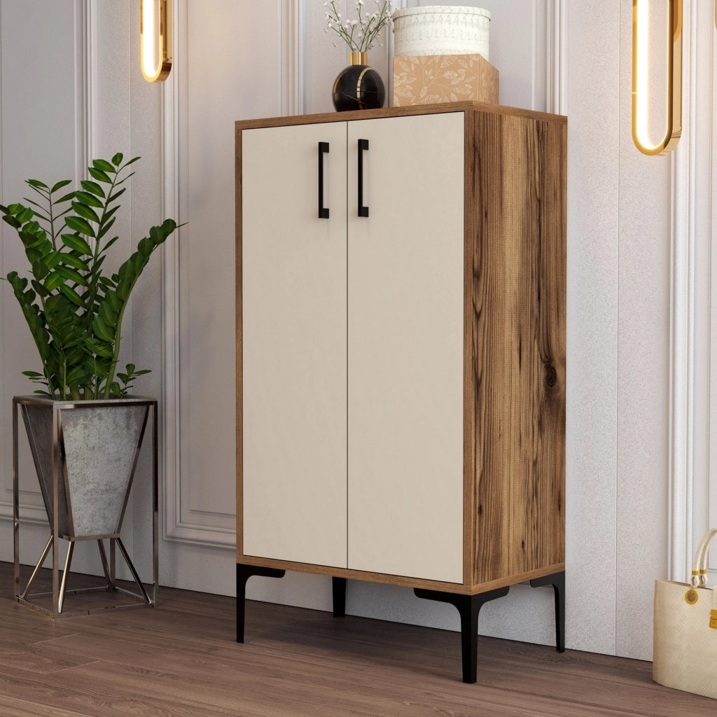 Mobile Portascarpe Cavalieri, Scarpiera 4 Ripiani, 60x35x111h cm Marrone Noce