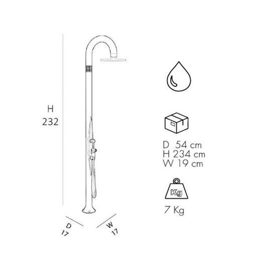Doccia Tradizionale In Alluminio Funny Yin Top Line Con Miscelatore E Doccetta Colore Oro Satinato Cv-T345-Tl/1200