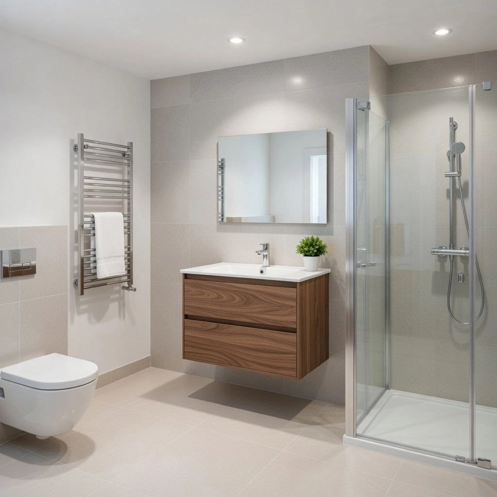 Composizione mobile bagno sospeso con cassetti cm 90 mod. ELEGANCE - Noce