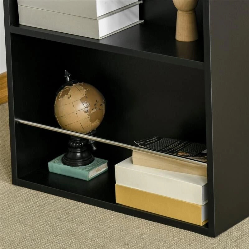 BANCONE DA CUCINA TAVOLO ALTO CON 3 MENSOLE IN LEGNO 112X57X106CM NERO