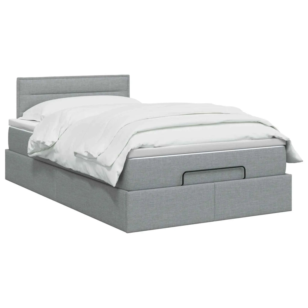 Letto Ottomano con Materasso e LED Grigio Chiaro 120 x 190 cm 3457972