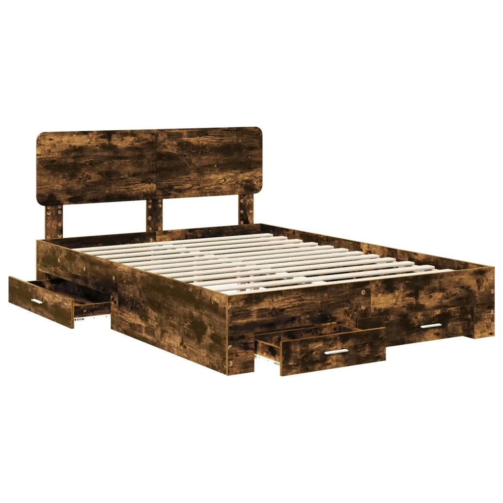 Struttura del letto Rovere fumé 150 x 200 cm Legno multistrato 3412361