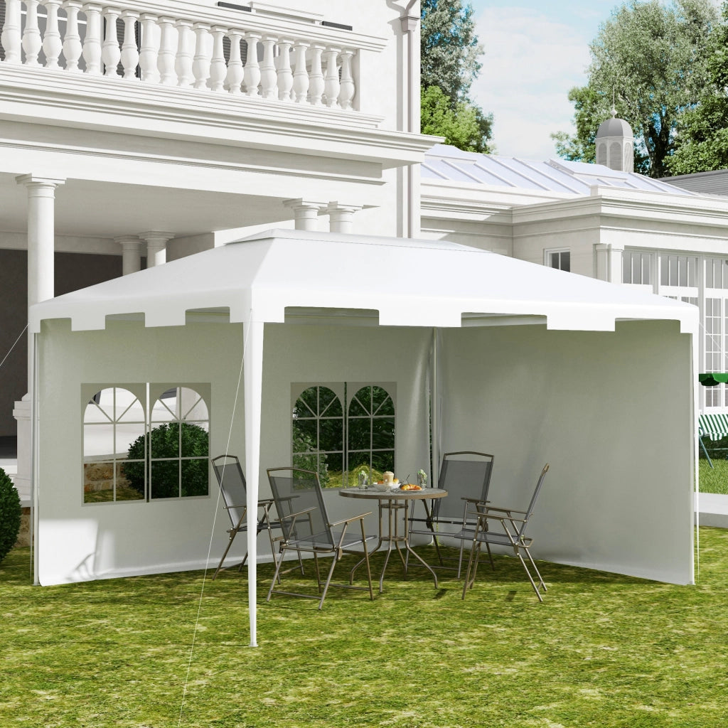 Gazebo Giardino 395x295x255 cm Sgonfiabile Esterno con 2 Finestre Anti-UV per Terrazza Patio Bianco ¨C zephmum
