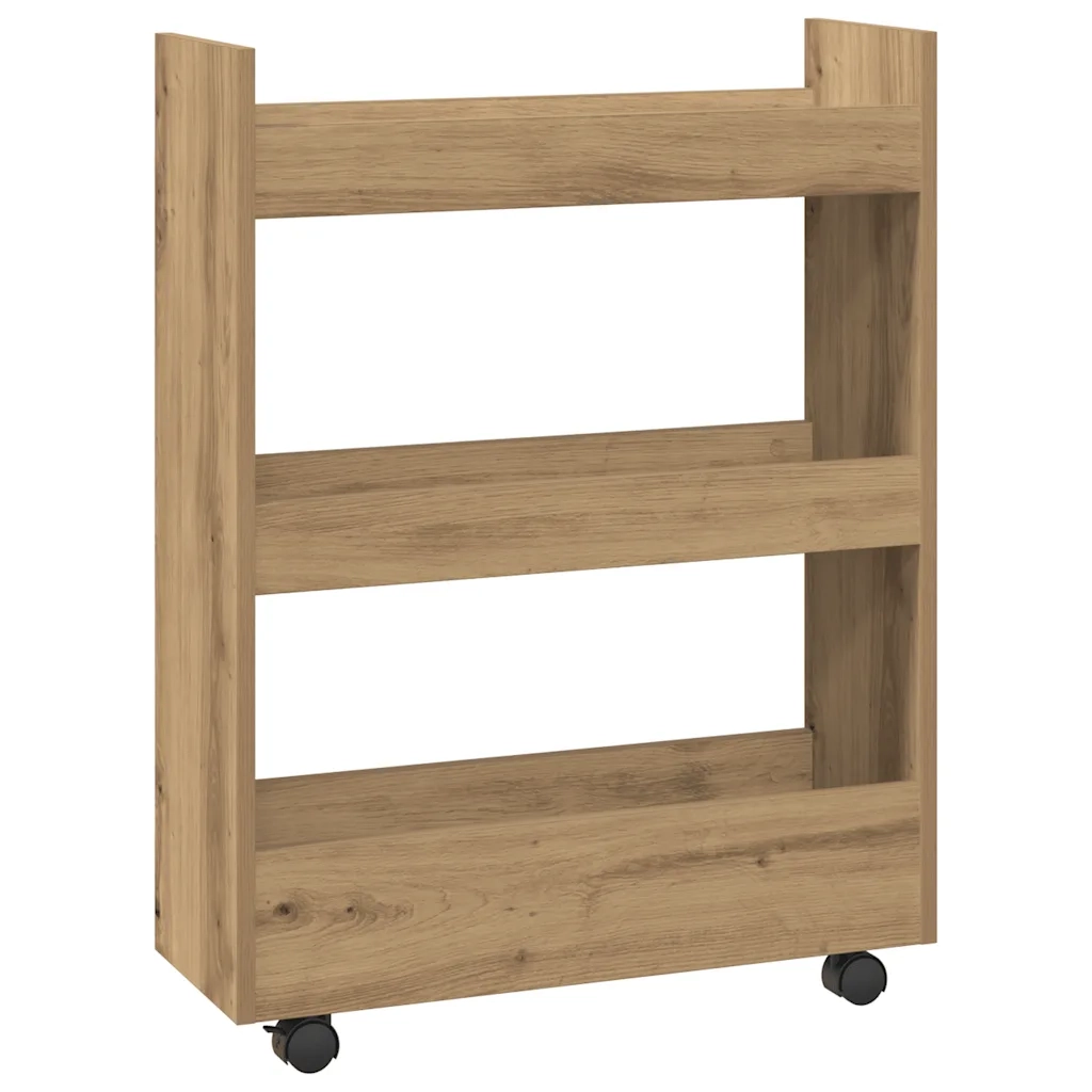 Carrello Stretto a 3 Livelli Rovere Artigianale in Truciolato 855258