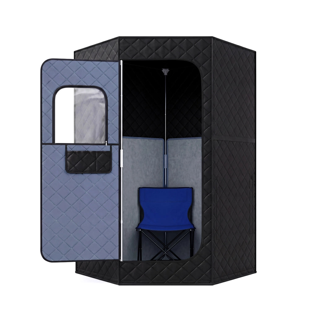 Sauna a vapore portatile con sedia pieghevole con temperatura regolabile da 30 ¡ãC a 60 ¡ãC, Sauna infrarossi da casa con telecomando 123 x 123 x 180 cm