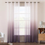 Gordini con occhi di poliestere per soggiorno e camera da letto - Decorazione voile semi-trasparente - 2 pezzi - Blu - 140 x 225 cm