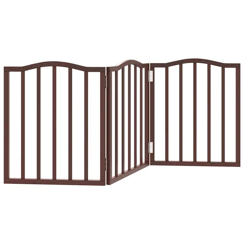 vidaXL Cancello Cani Pieghevole 3 Pannelli Rovere Marrone 150cm Pioppo
