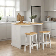 Set isola da cucina 3 pcs Bianco e Cera di Miele Pino Massello 3425395