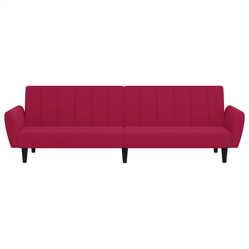 Divano Letto a 2 Posti Rosso Vino in Velluto 375862