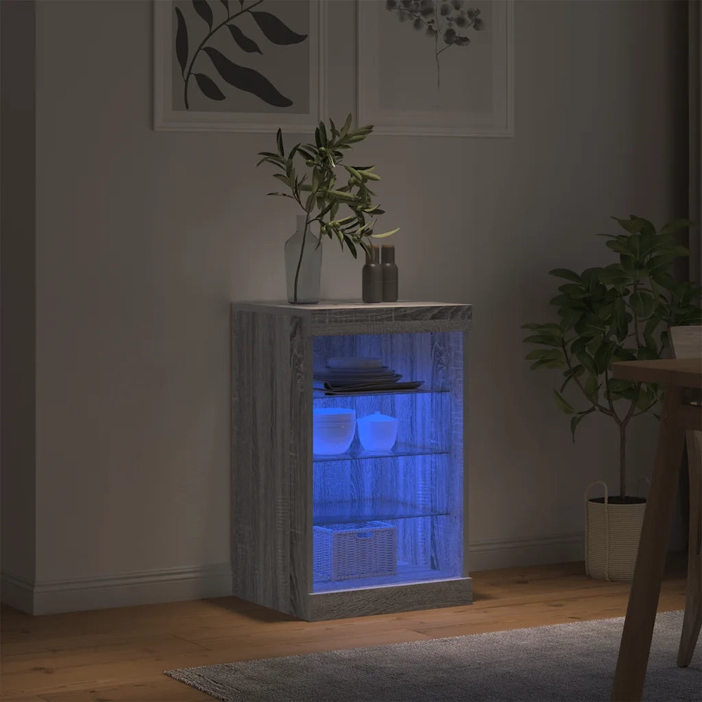Credenza con Luci LED Grigio Sonoma 41x37x67 cm 836726