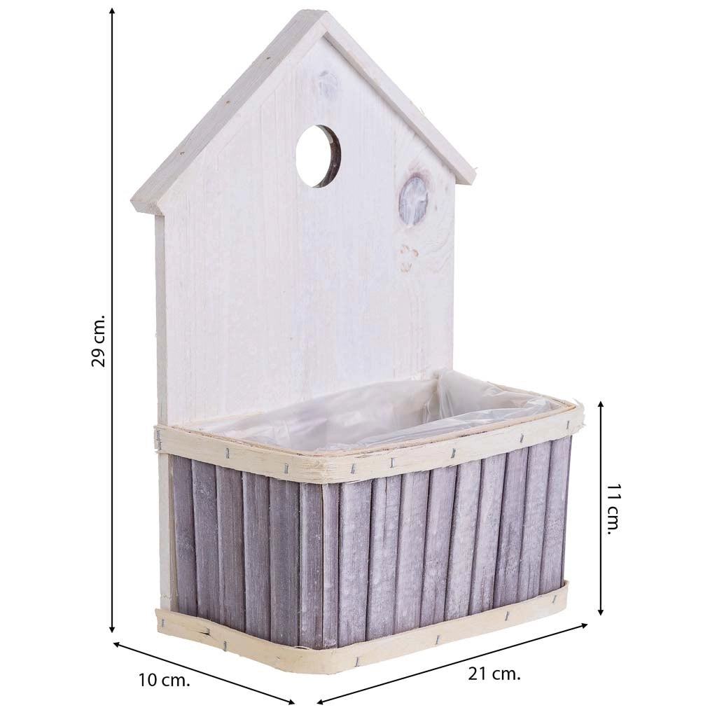 Supporto per fioriera quadrato in bambù grigio 21x10x29/11H cm