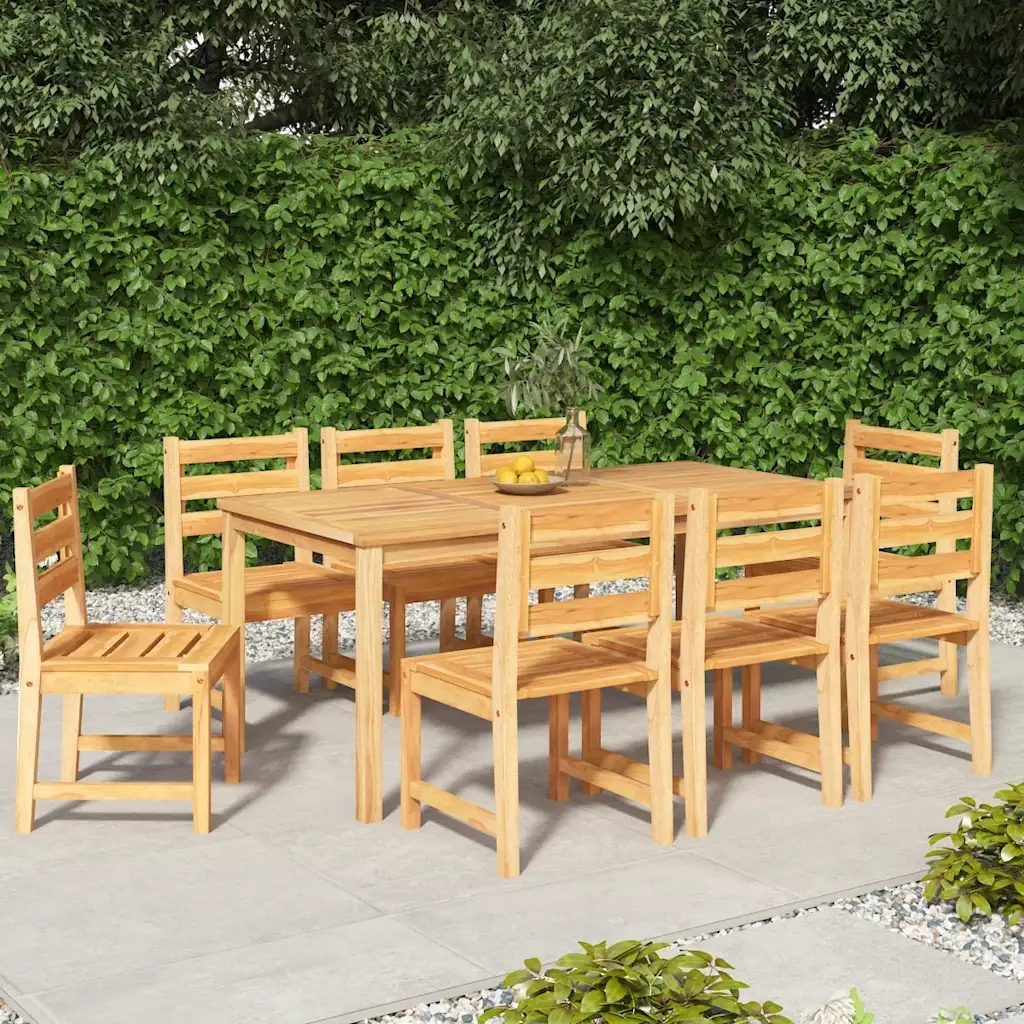 Set da Pranzo per Giardino 9 pz in Legno Massello di Teak 3157190
