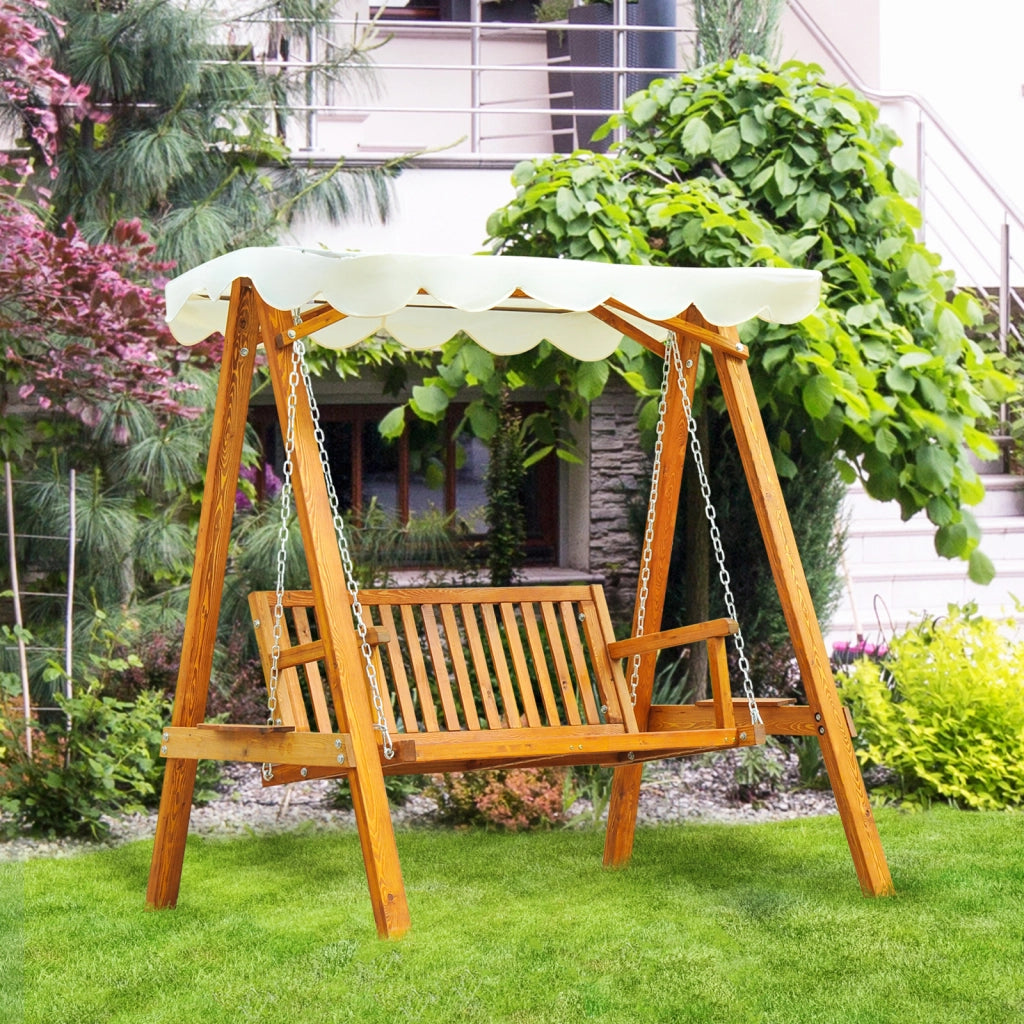 Altalena da giardino 2 posti in legno di larice ¨C zephmum ¨C marrone