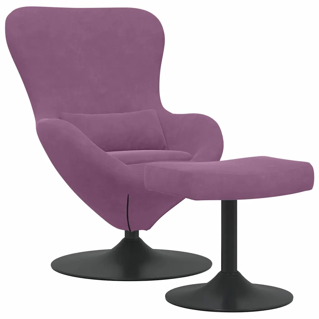 Sedia Egg con Pouf Viola Velluto 42002754