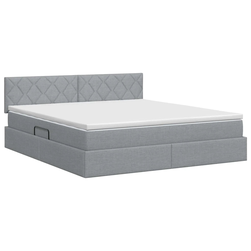 Letto con contenitore e materasso Grigio Chiaro 160 x 200 cm 3458694