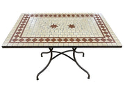 TAVOLO IN ACCIAIO DECORAZIONE IN MOSAICO JAZZ 120X80XH75CM
