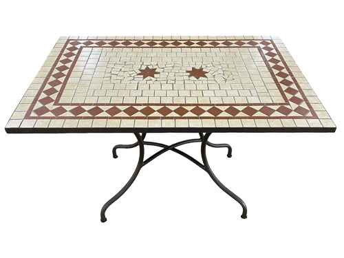 TAVOLO IN ACCIAIO DECORAZIONE IN MOSAICO JAZZ 120X80XH75CM